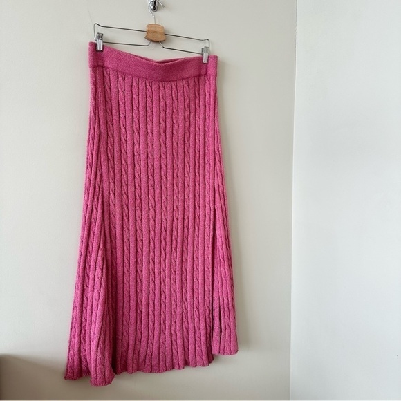 Anthropologie-Angeline Sweater Midi Skirt in Pink (Large) - Picture 5 of 11
